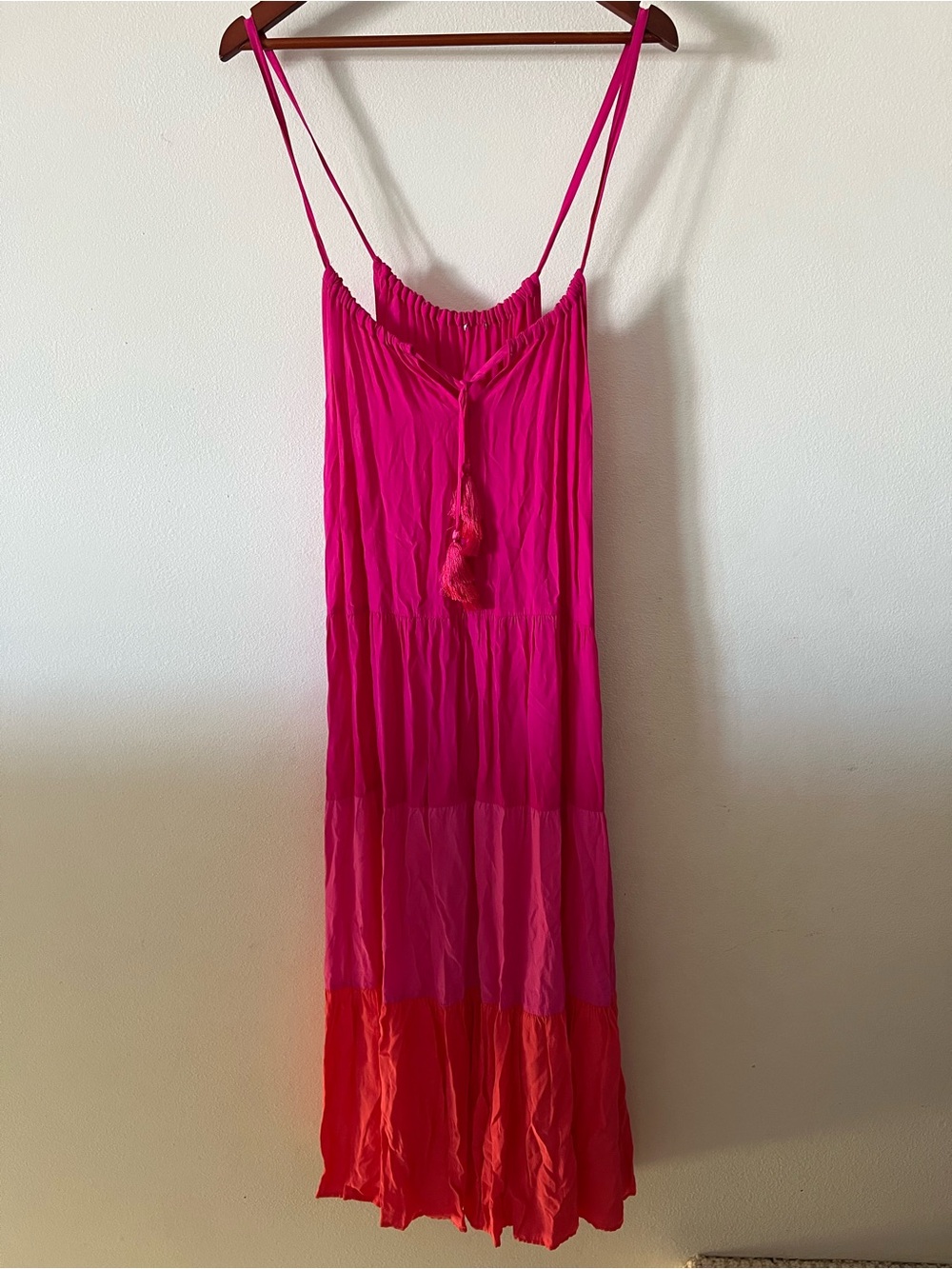 Tommy Bahama Colorblock Midi Tiered Dress in Pink Maui Size XL 16 / 18 - Picture 4 of 14